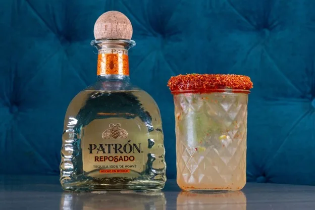 Patrón Reposado tequila and a Tajín-rimmed margarita at Tequila Mama Taqueria